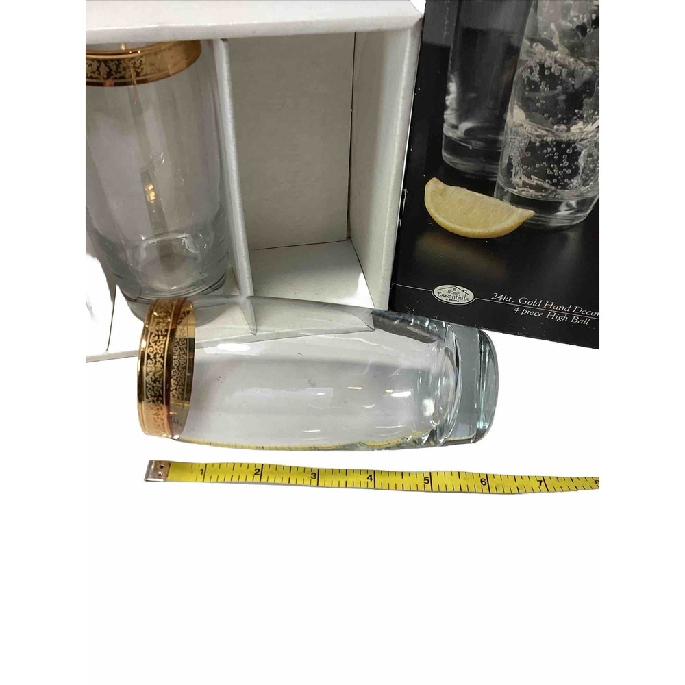 Imperial Crystal Collection Tumblers High Ball Glasses 24kt Gold Set of 4 - Picture 5 of 6